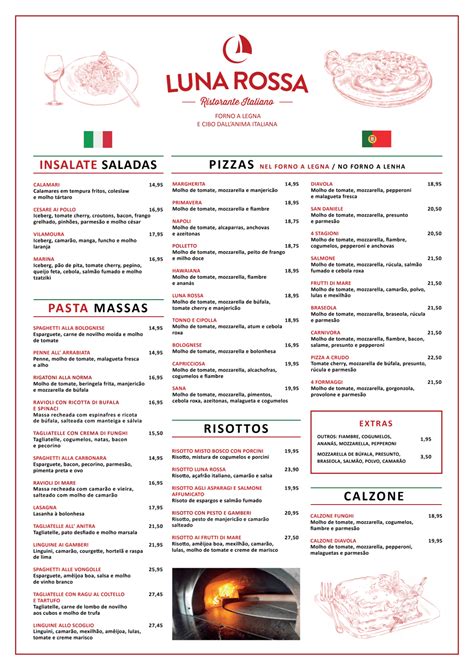 luna rossa lunch menu.